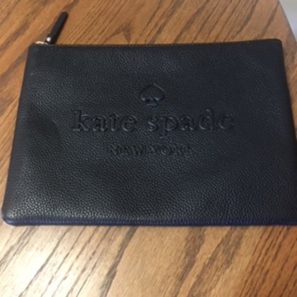 NWOT Kate Spade New York Leather Clutch/Pouch Black - Picture 4 of 8